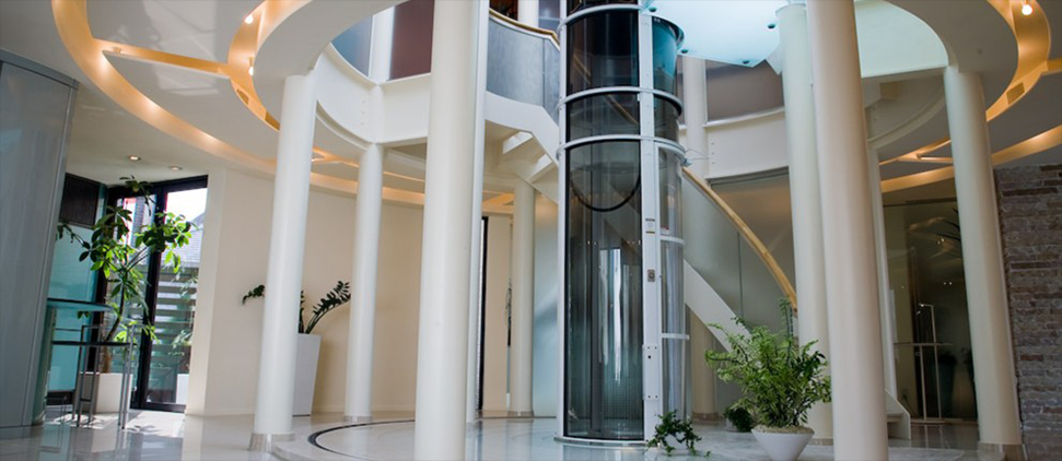 pneumatic elevator inside luxury house foyer