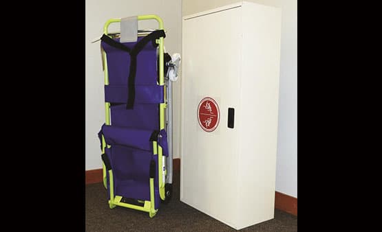 Garaventa Evacu-Trac evacuation carrier with storage cabinet