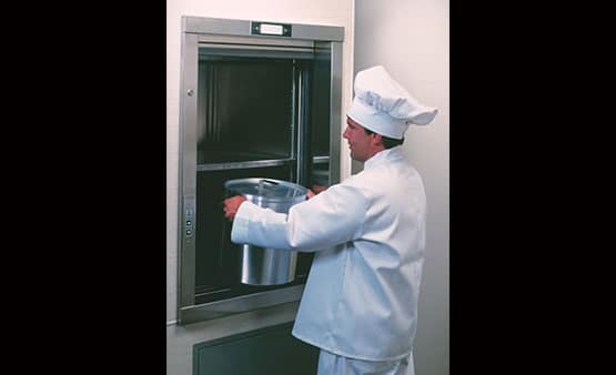 chef uses dumbwaiter