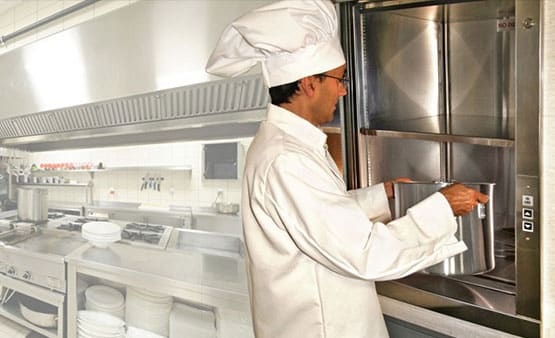 Chef uses kitchen dumbwaiter